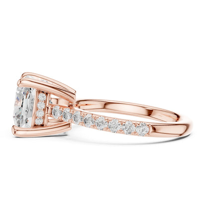 Cushion Accented Lab Grown Diamond Engagement Ring