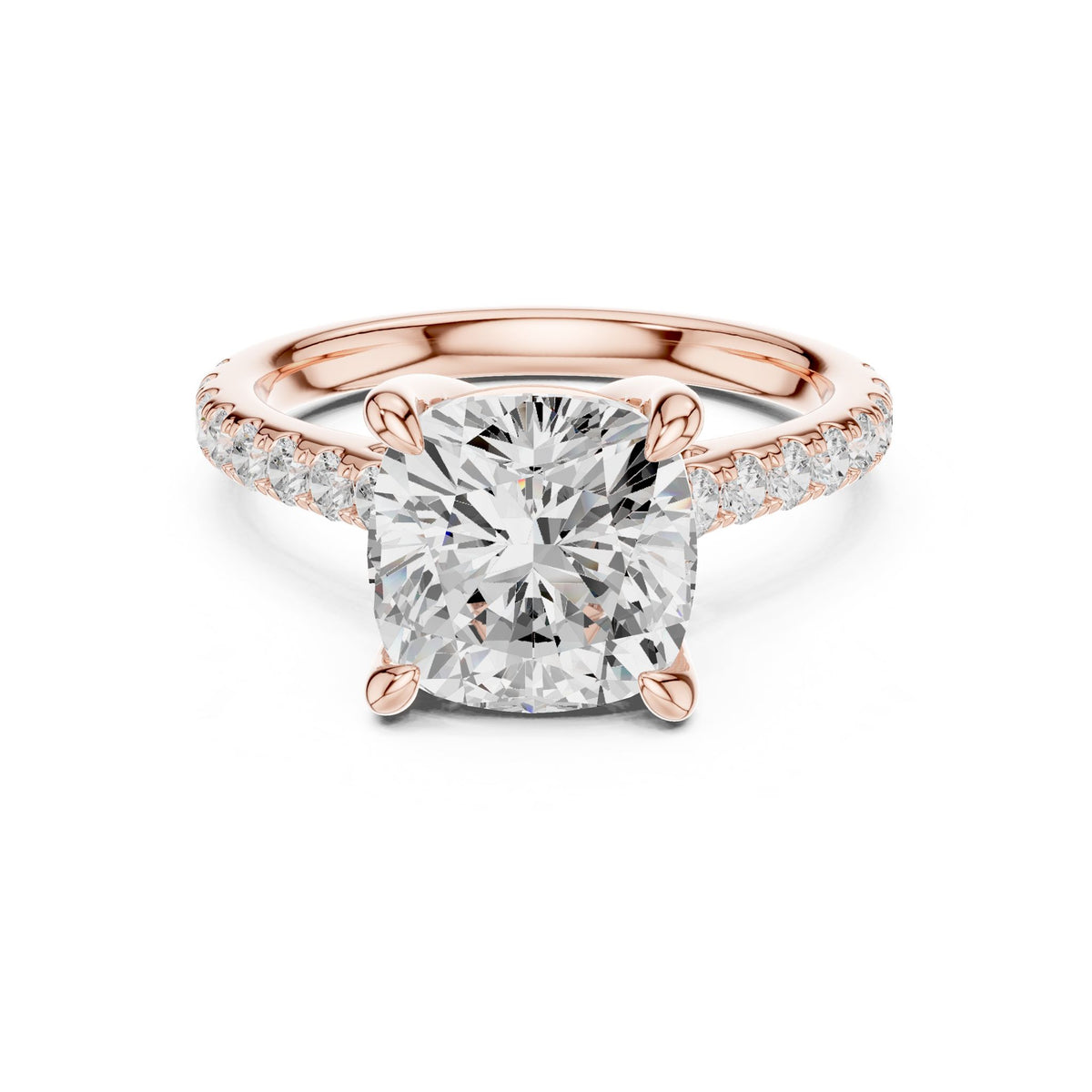 Cushion Accented Lab Grown Diamond Engagement Ring