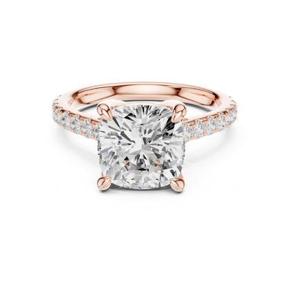 Cushion Accented Lab Grown Diamond Engagement Ring