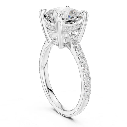 Cushion Accented Lab Grown Diamond Engagement Ring
