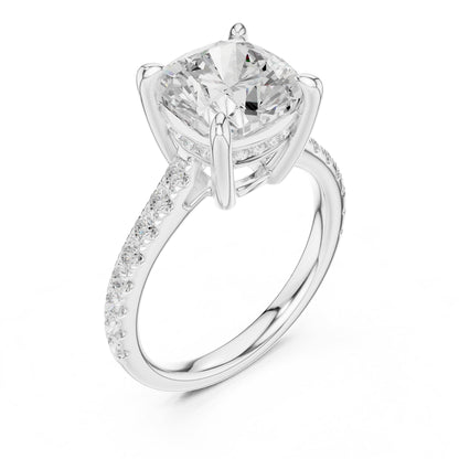 Cushion Accented Lab Grown Diamond Engagement Ring