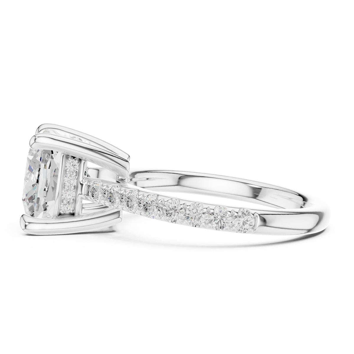 Cushion Accented Lab Grown Diamond Engagement Ring