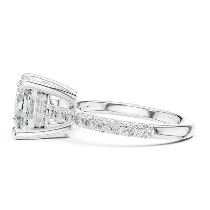 Cushion Accented Lab Grown Diamond Engagement Ring