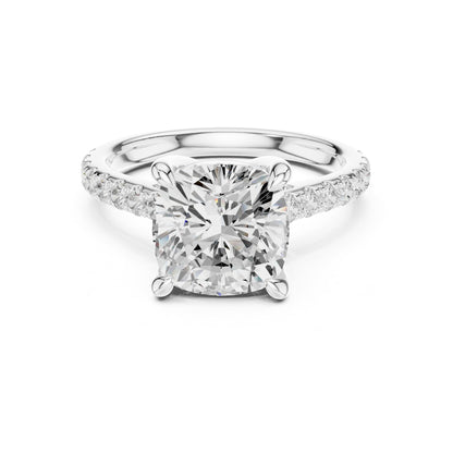 Cushion Accented Lab Grown Diamond Engagement Ring