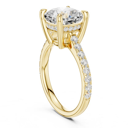 Cushion Accented Lab Grown Diamond Engagement Ring