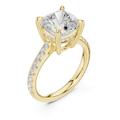 Cushion Accented Lab Grown Diamond Engagement Ring