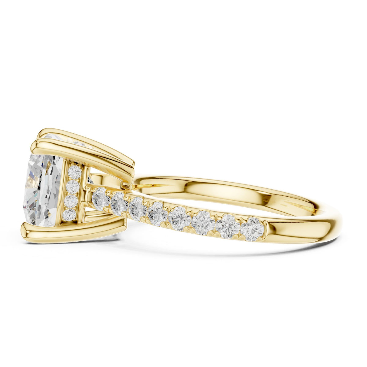 Cushion Accented Lab Grown Diamond Engagement Ring