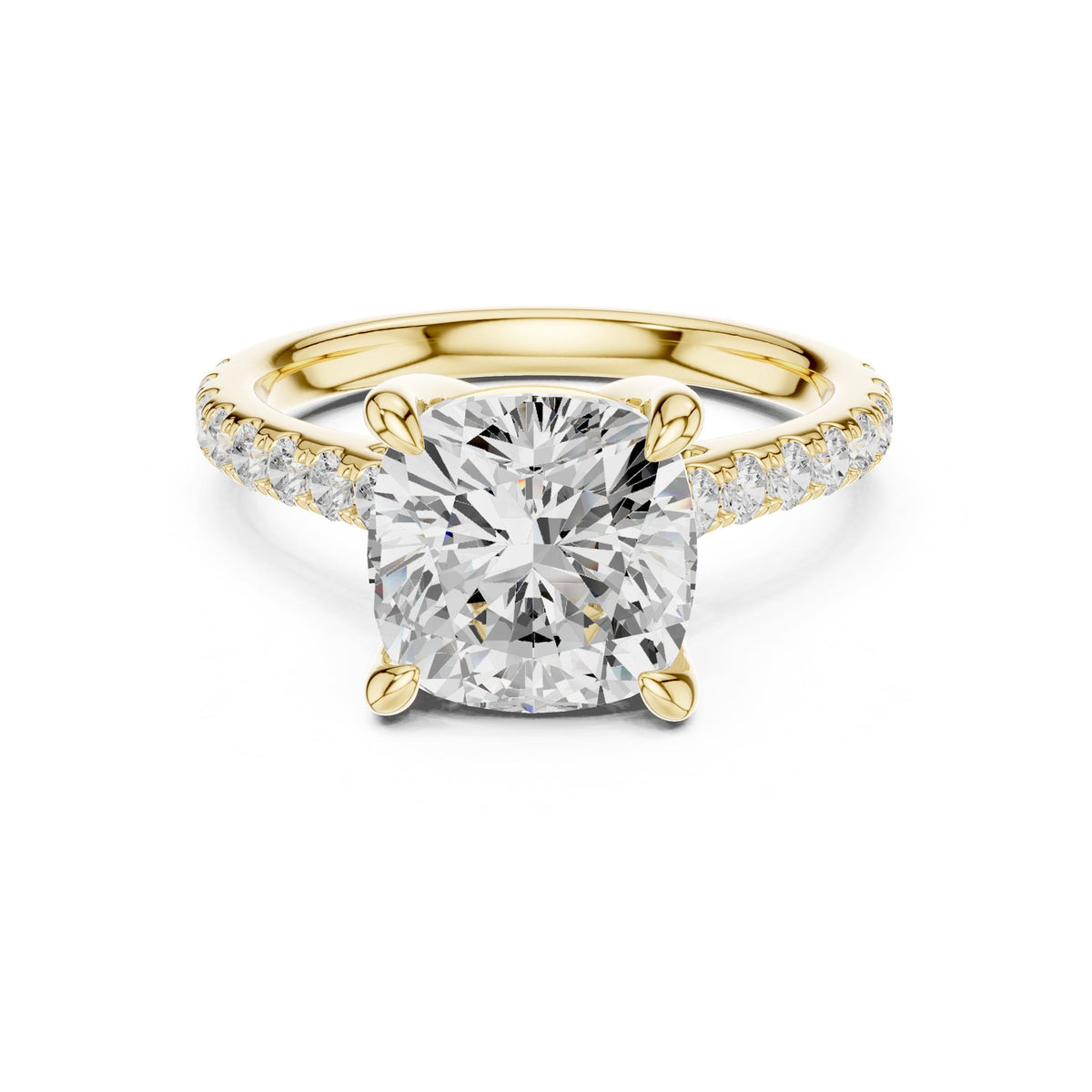 Cushion Accented Lab Grown Diamond Engagement Ring