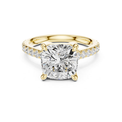 Cushion Accented Lab Grown Diamond Engagement Ring