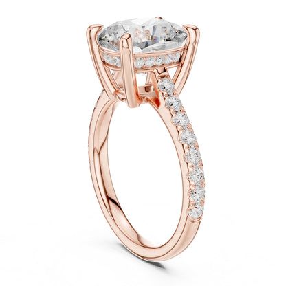 Cushion Accented Lab Grown Diamond Engagement Ring