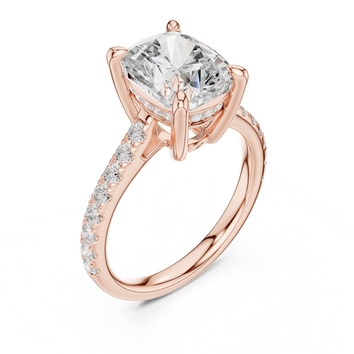 Cushion Accented Lab Grown Diamond Engagement Ring