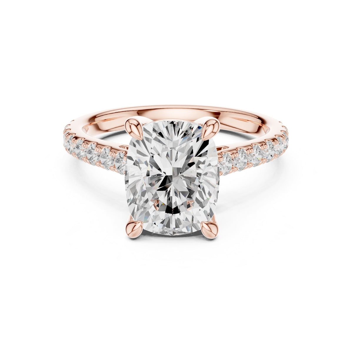 Cushion Accented Lab Grown Diamond Engagement Ring