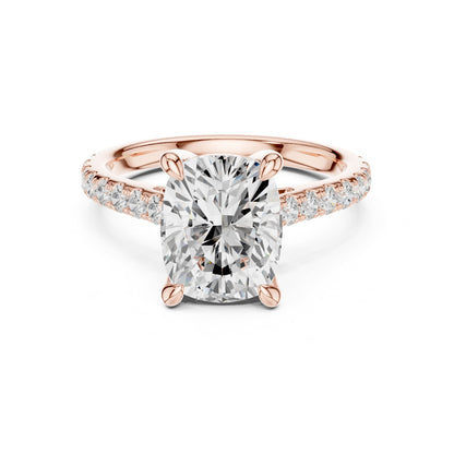Cushion Accented Lab Grown Diamond Engagement Ring