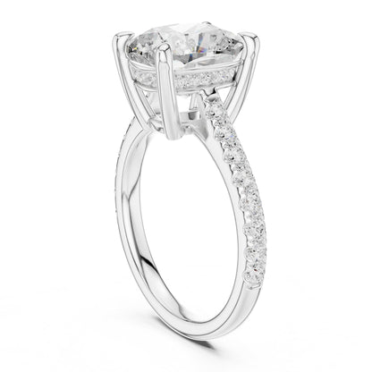 Cushion Accented Lab Grown Diamond Engagement Ring