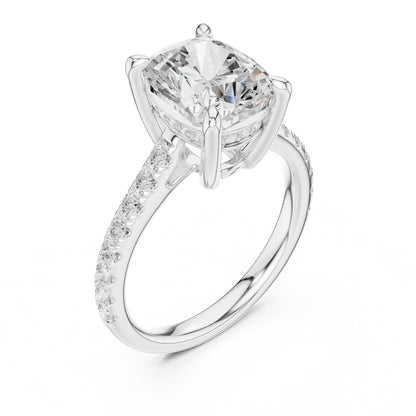 Cushion Accented Lab Grown Diamond Engagement Ring
