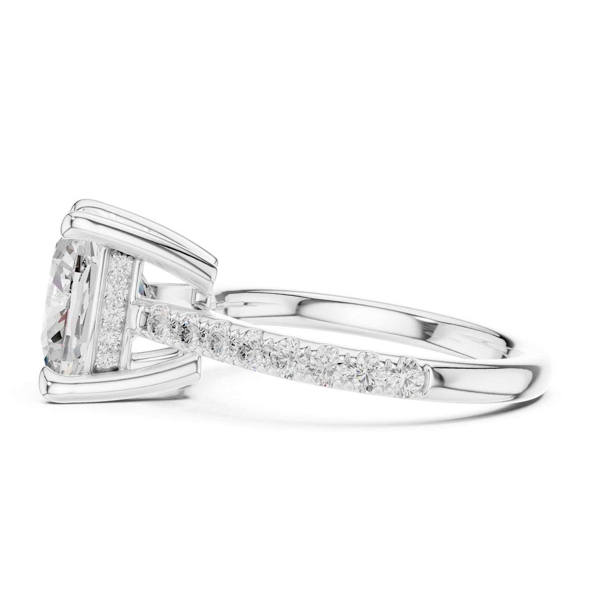 Cushion Accented Lab Grown Diamond Engagement Ring