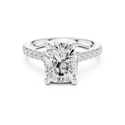 Cushion Accented Lab Grown Diamond Engagement Ring