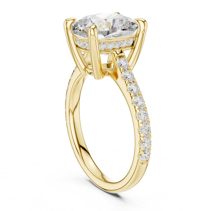 Cushion Accented Lab Grown Diamond Engagement Ring