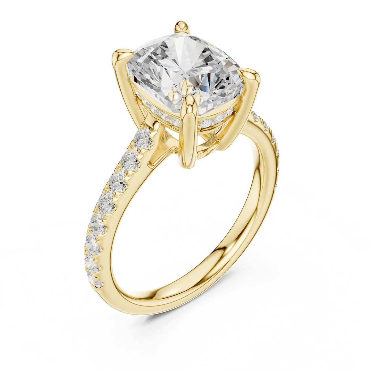 Cushion Accented Lab Grown Diamond Engagement Ring