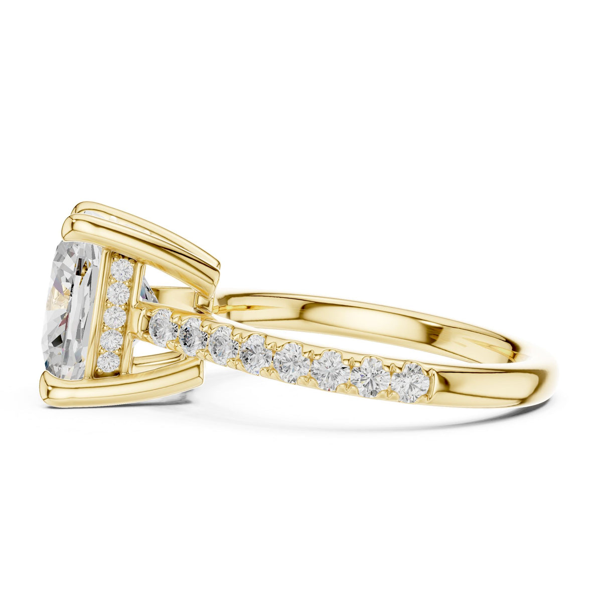 Cushion Accented Lab Grown Diamond Engagement Ring