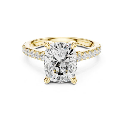 Cushion Accented Lab Grown Diamond Engagement Ring