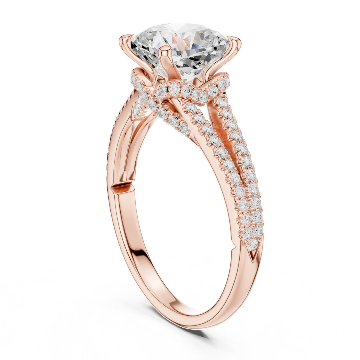 Cushion Accented Lab Grown Diamond Engagement Ring