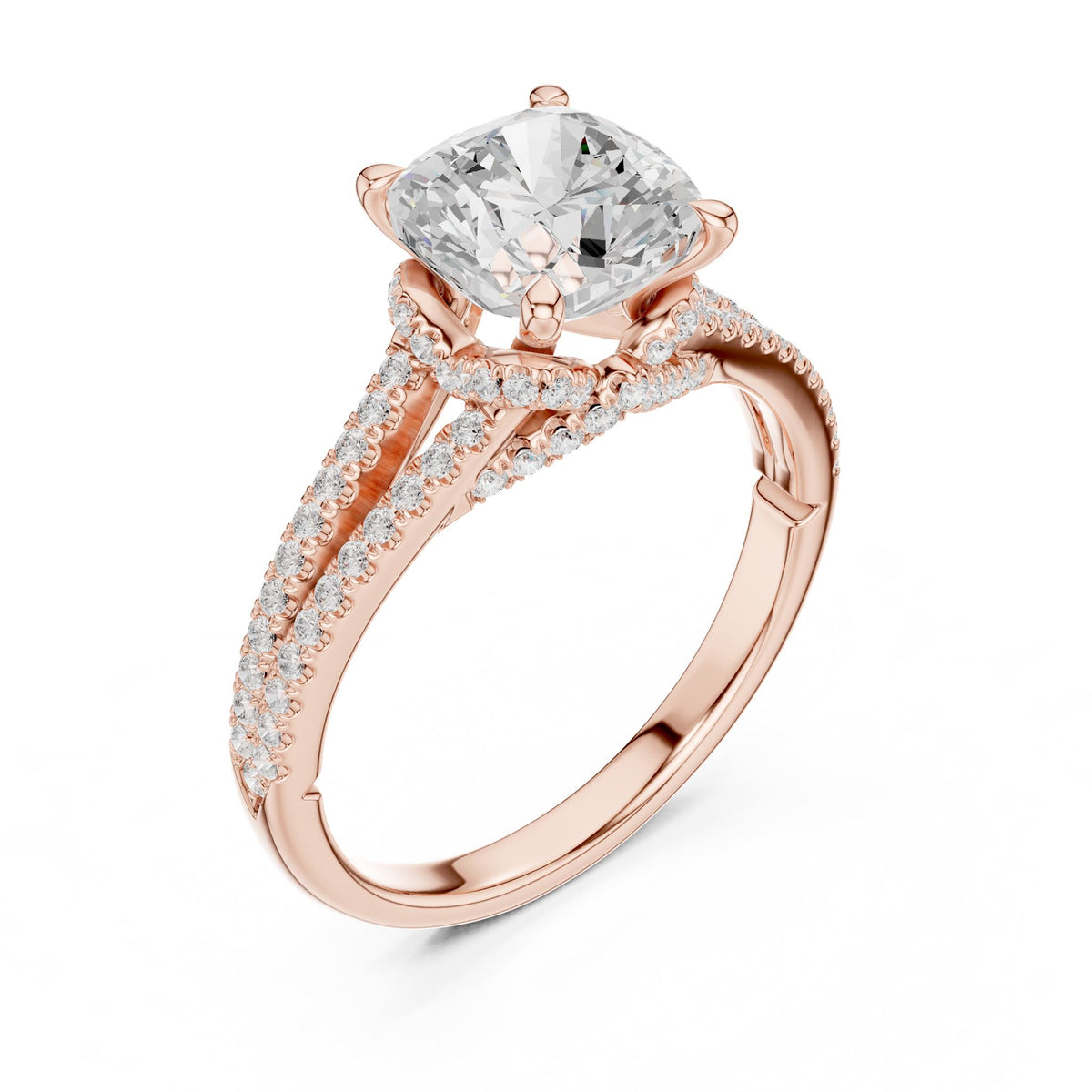 Cushion Accented Lab Grown Diamond Engagement Ring