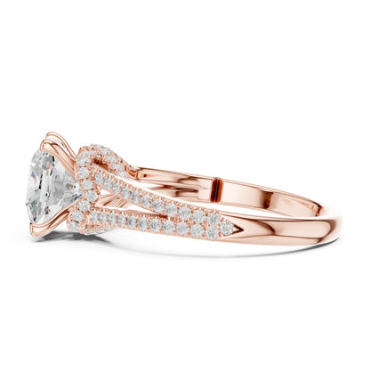 Cushion Accented Lab Grown Diamond Engagement Ring