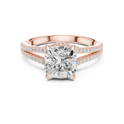 Cushion Accented Lab Grown Diamond Engagement Ring
