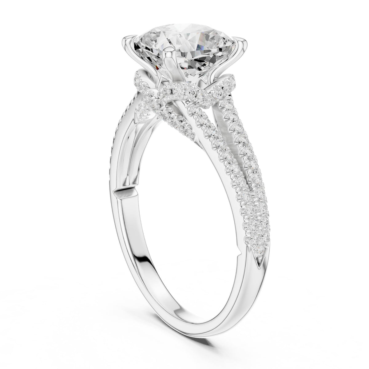Cushion Accented Lab Grown Diamond Engagement Ring