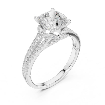 Cushion Accented Lab Grown Diamond Engagement Ring