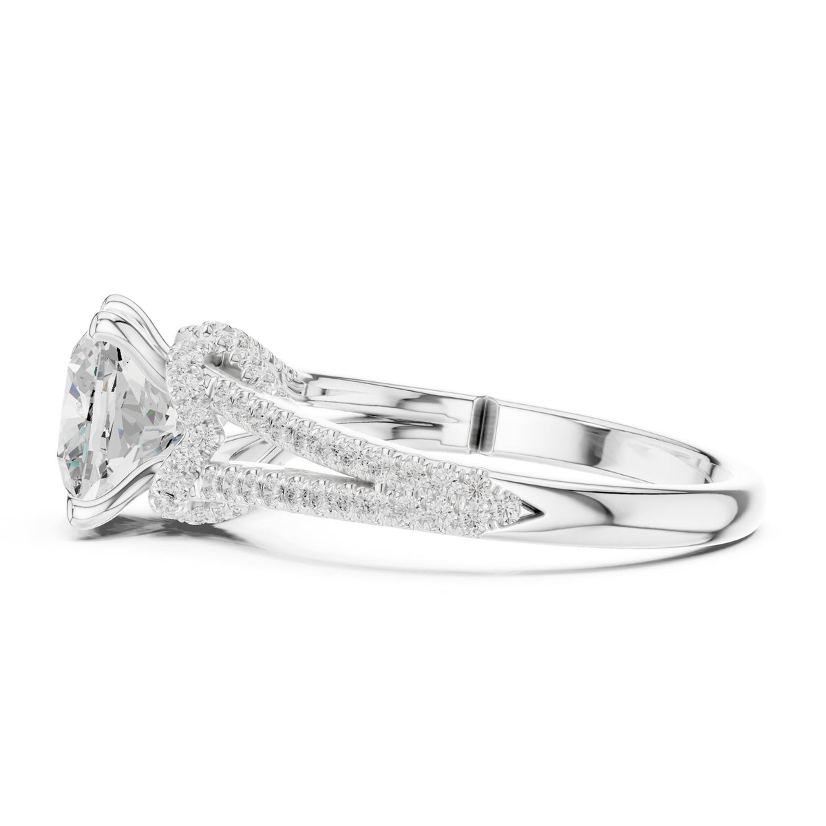 Cushion Accented Lab Grown Diamond Engagement Ring