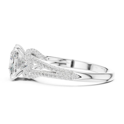 Cushion Accented Lab Grown Diamond Engagement Ring