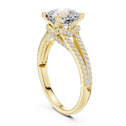 Cushion Accented Lab Grown Diamond Engagement Ring