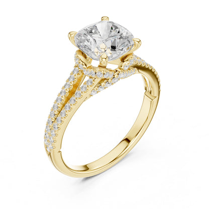 Cushion Accented Lab Grown Diamond Engagement Ring