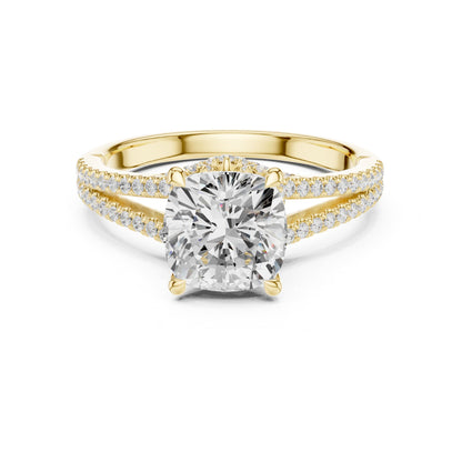 Cushion Accented Lab Grown Diamond Engagement Ring