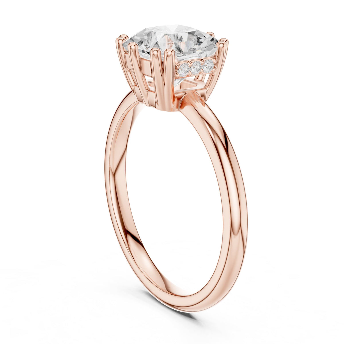Cushion Accented Lab Grown Diamond Engagement Ring