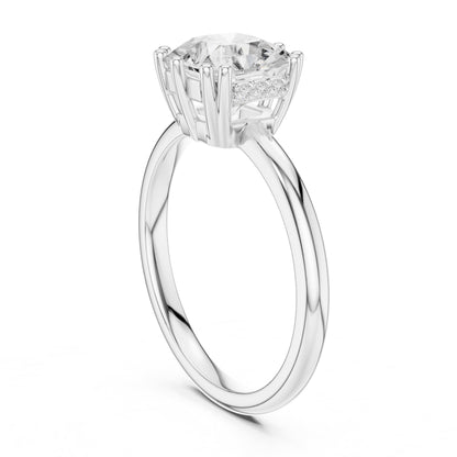 Cushion Accented Lab Grown Diamond Engagement Ring