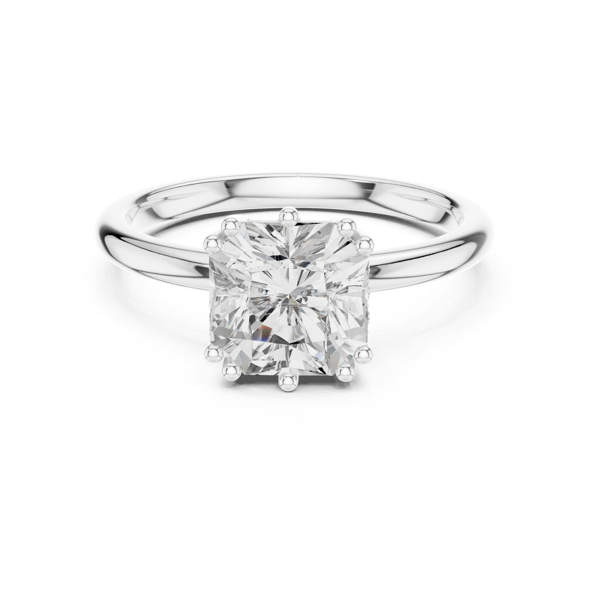 Cushion Accented Lab Grown Diamond Engagement Ring