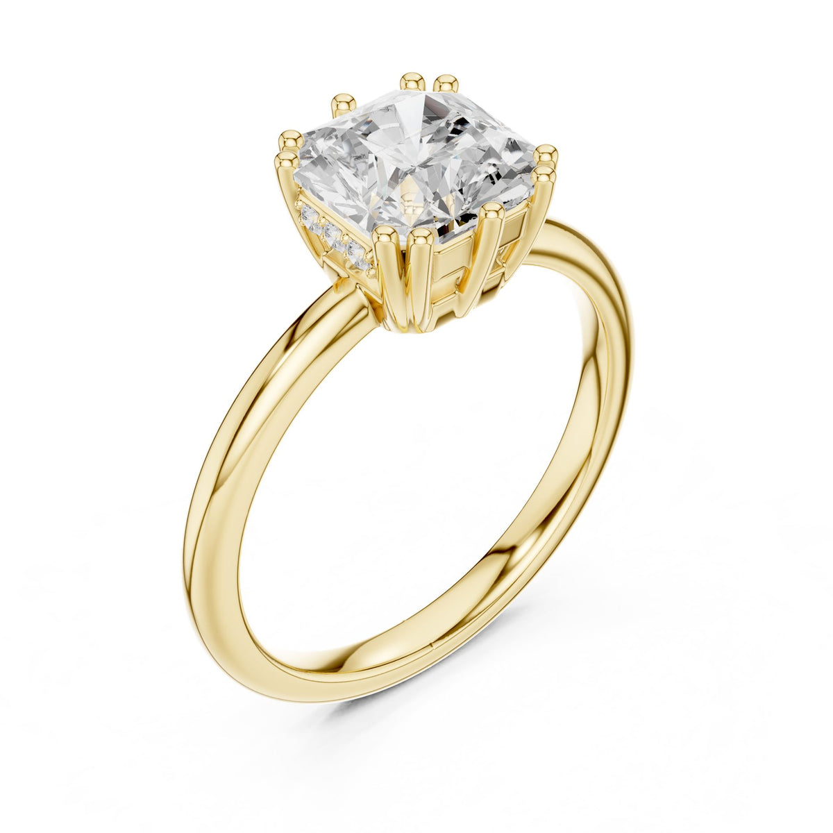 Cushion Accented Lab Grown Diamond Engagement Ring