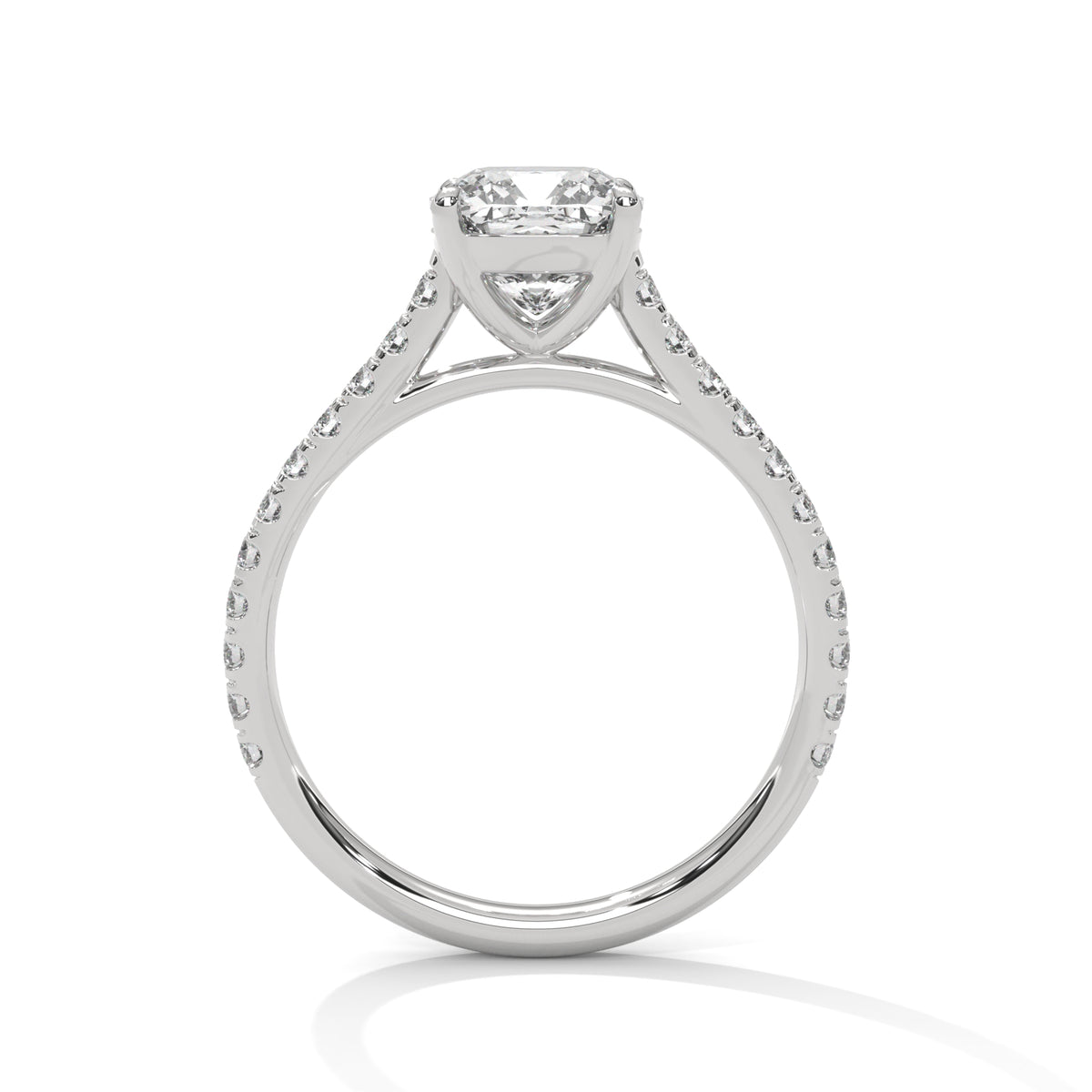 Cushion Accented Lab Grown Diamond Engagement Ring
