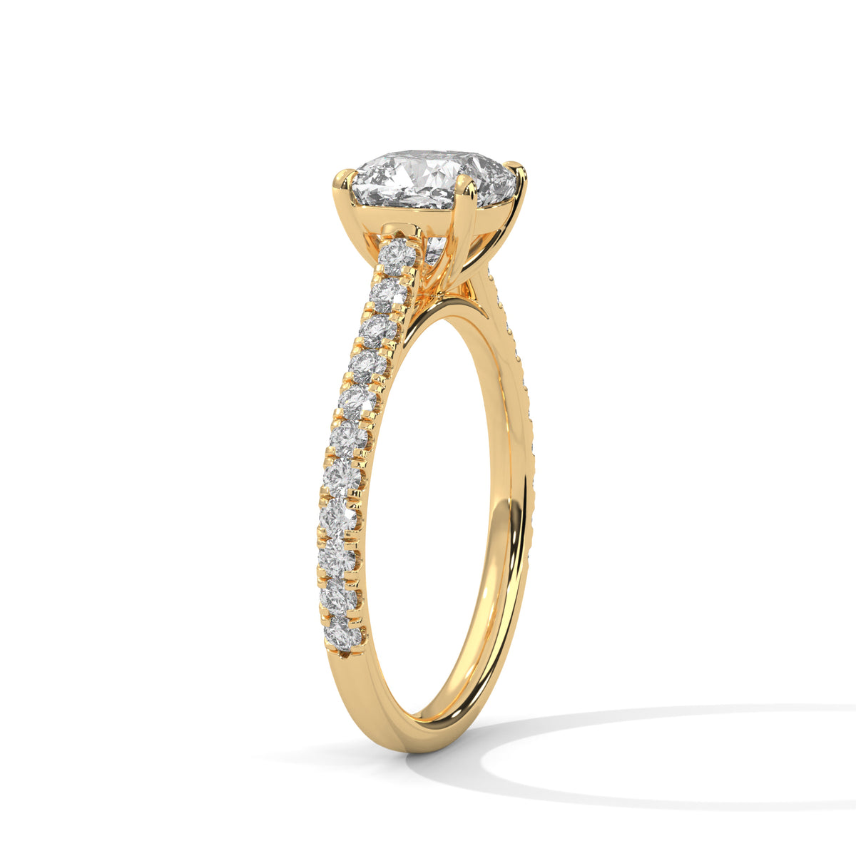 Cushion Accented Lab Grown Diamond Engagement Ring