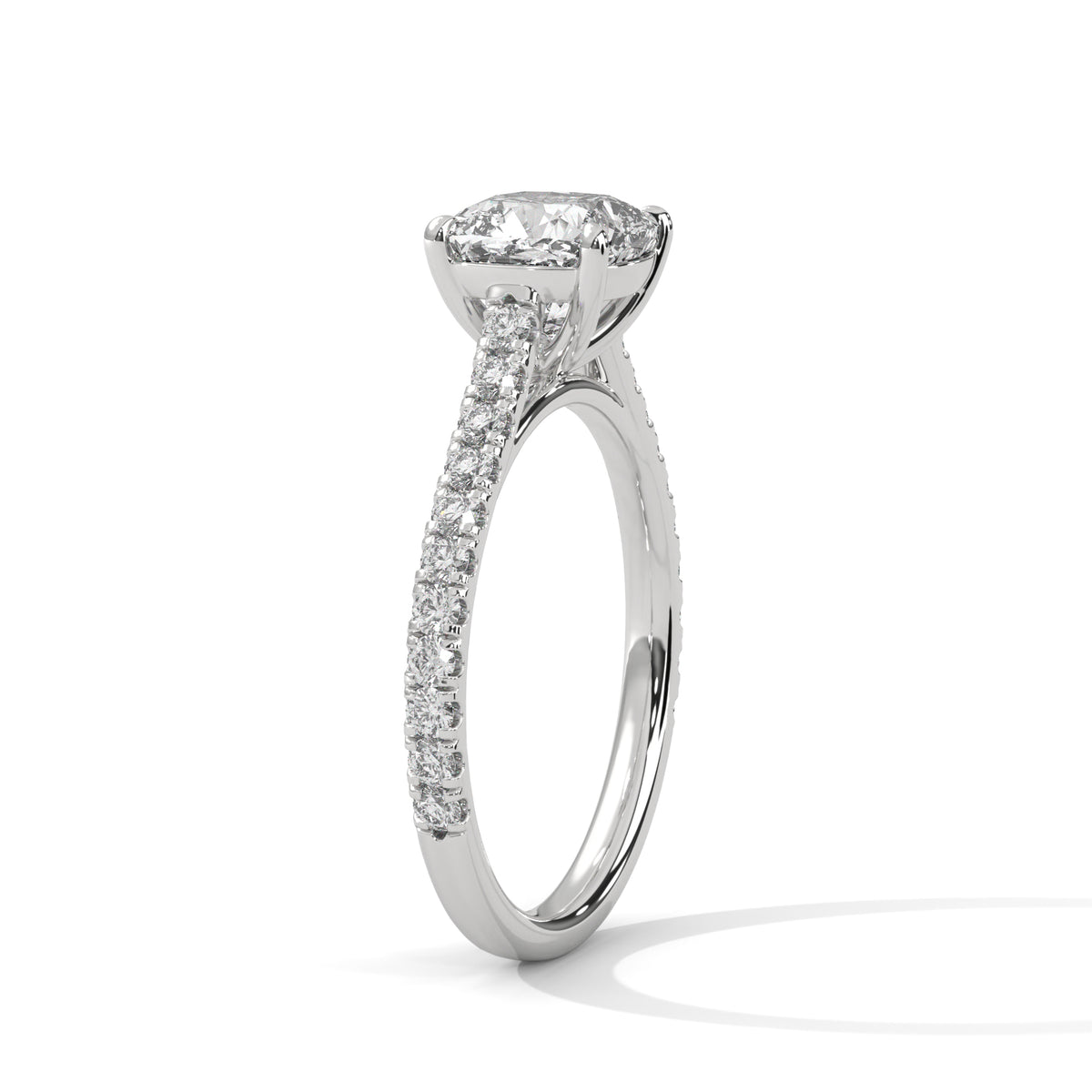 Cushion Accented Lab Grown Diamond Engagement Ring