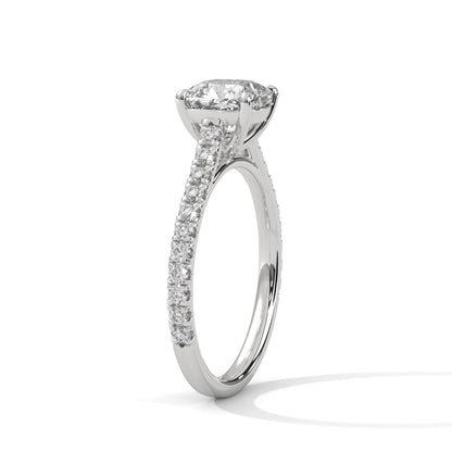 Cushion Accented Lab Grown Diamond Engagement Ring