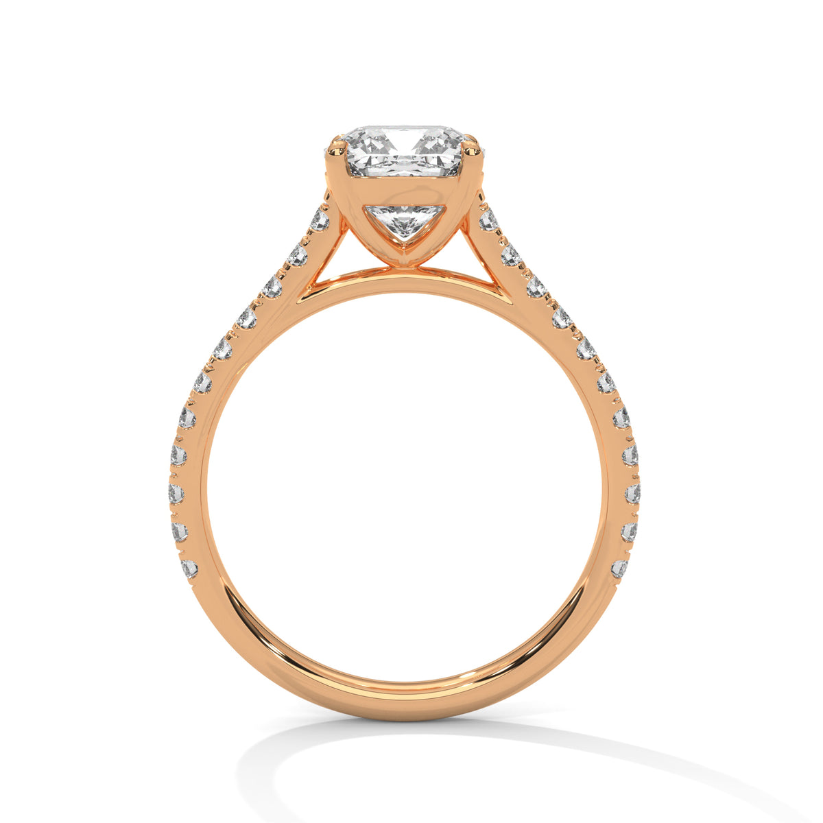 Cushion Accented Lab Grown Diamond Engagement Ring