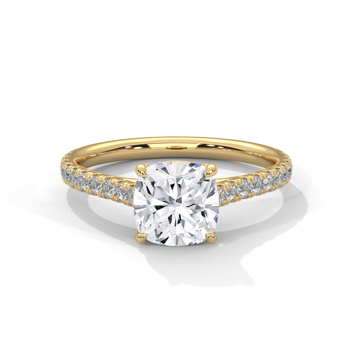 Cushion Accented Lab Grown Diamond Engagement Ring