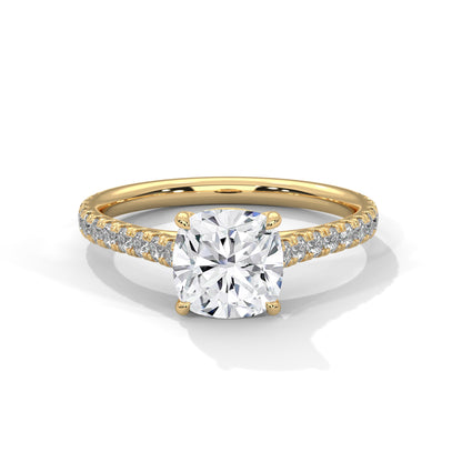 Cushion Accented Lab Grown Diamond Engagement Ring