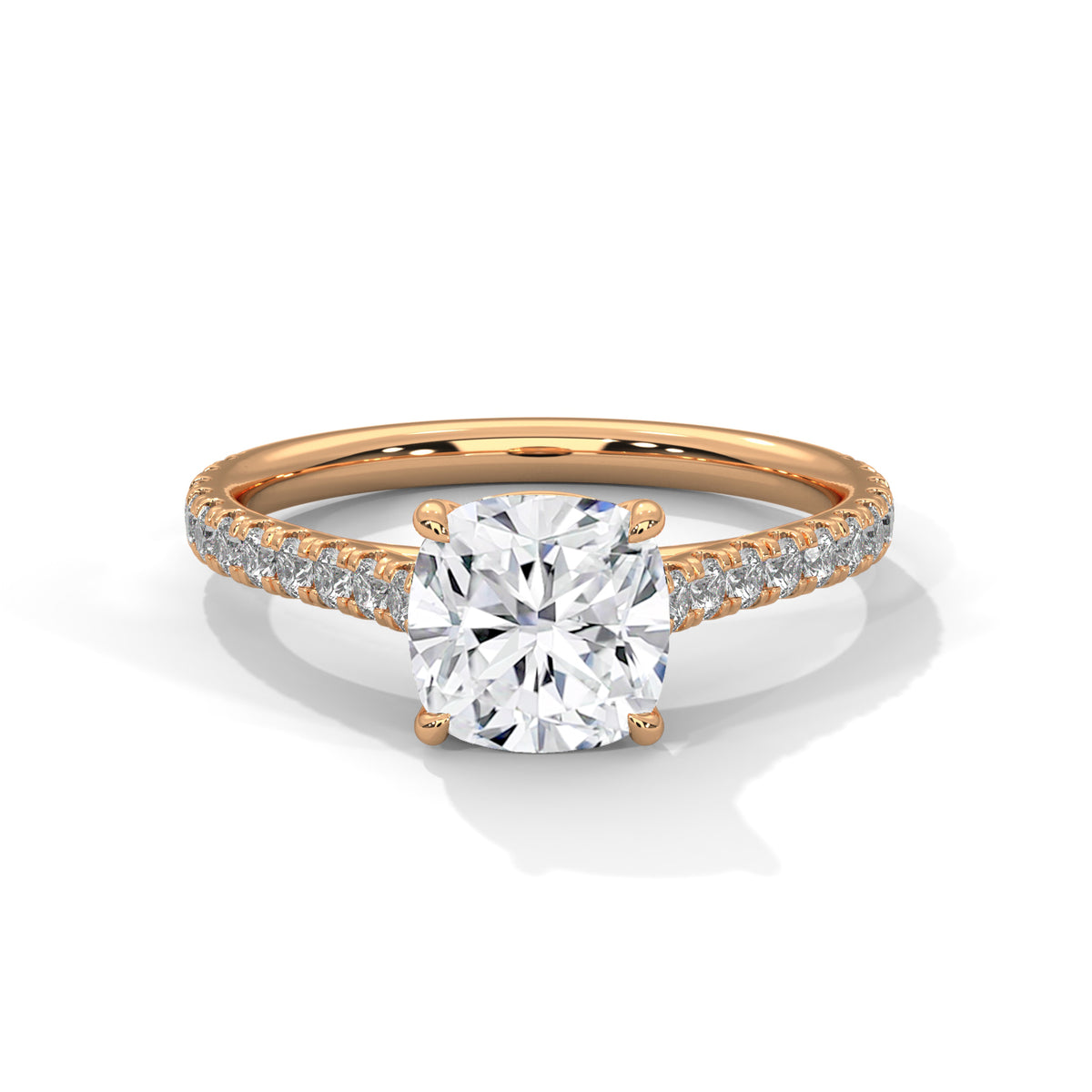 Cushion Accented Lab Grown Diamond Engagement Ring