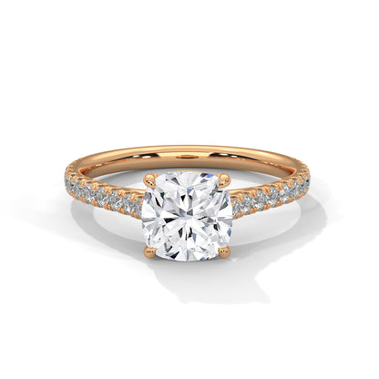 Cushion Accented Lab Grown Diamond Engagement Ring