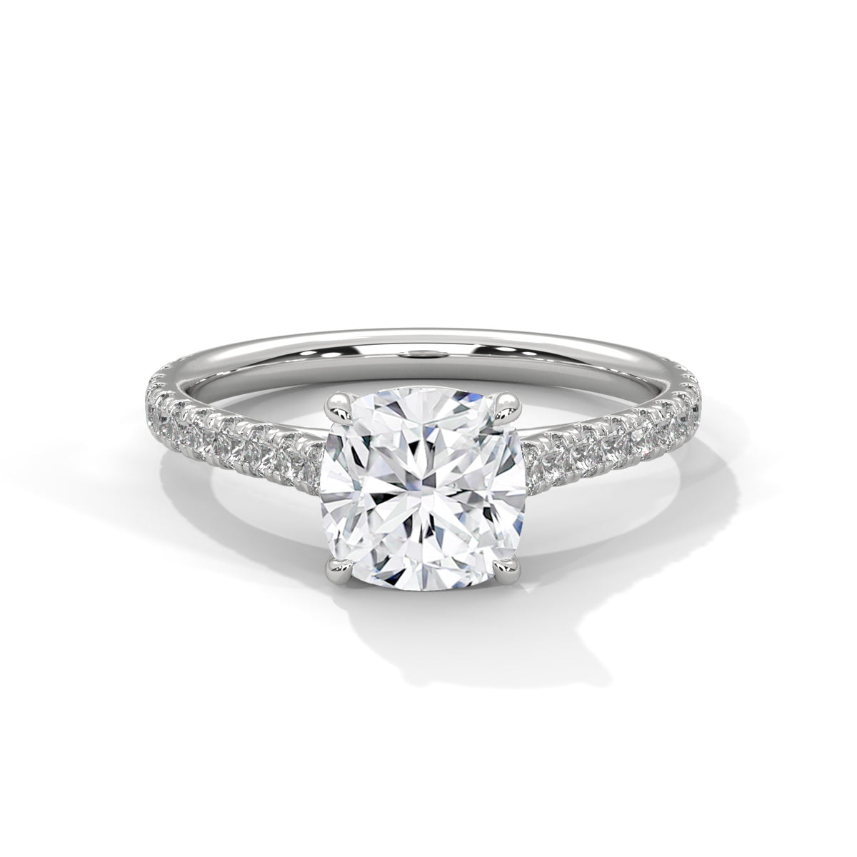 Cushion Accented Lab Grown Diamond Engagement Ring